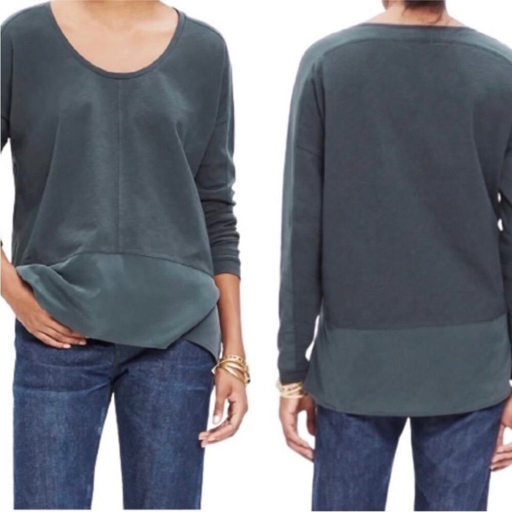 Madewell Top XS Cotton Silk Dolman Long Sleeve Tee E2428 Oversized loose fit